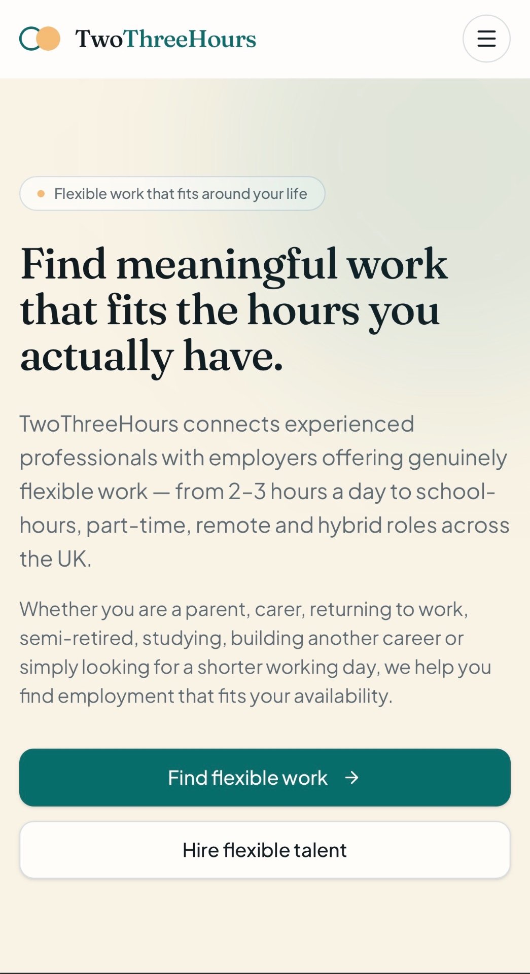 TwoThreeHours website screenshot